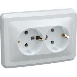 Розетка 2-м СП Вега РС12-3-ВБ с заземл. контактом без защ. шторок 16А бел. GENERICA ERV21-K01-16-DM