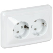 Розетка 2-м СП Вега РСш12-3-ВБ с заземл. контактом и защ. штор 16А бел. GENERICA ERV24-K01-16-DM
