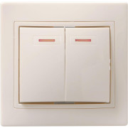 Выключатель 2-кл. СП Кварта 10А IP20 ВС10-2-1-ККм с индикацией крем. GENERICA EVK21-K33-10-DM