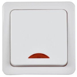 Выключатель 1-кл. ОП Гермес Plus 10А IP54 ВС20-1-1-ГПБ с индикацией цвет клавиши: бел. бел. IEK EVMP11-K01-10-54-EC