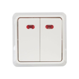 Выключатель 2-кл. ОП Октава 10А IP20 ВС20-2-1-ОБ с индикацией бел. GENERICA EVO21-K01-10-DC