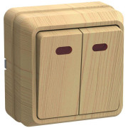 Выключатель 2-кл. ОП Октава 10А IP20 ВС20-2-1-ОС с индикацией сосна GENERICA EVO21-K03-10-DC