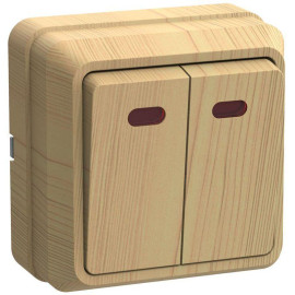 Выключатель 2-кл. ОП Октава 10А IP20 ВС20-2-1-ОС с индикацией сосна GENERICA EVO21-K03-10-DC