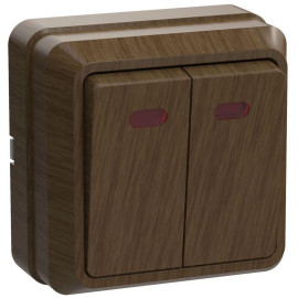 Выключатель 2-кл. ОП Октава 10А IP20 ВС20-2-1-ОД с индикацией дуб GENERICA EVO21-K04-10-DC