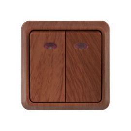 Выключатель 2-кл. ОП Октава 10А IP20 ВС20-2-1-ОД с индикацией дуб GENERICA EVO21-K04-10-DC