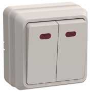 Выключатель 2-кл. ОП Октава 10А IP20 ВС20-2-1-ОКм с индикацией крем. GENERICA EVO21-K33-10-DC