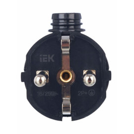Вилка угловая ВПу11-02-Ст разборная с заземл. 16А черн. IEK EVP11-16-01-K02