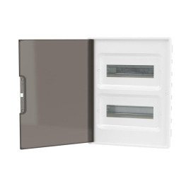 Щиток встраиваемый Фрейм (FRAME) 24мод с тонированной дверцей с 4 шинами PEN (2шт на 8 отверст. и 2шт на 6 отверст.) бел. DKC F24B1WD