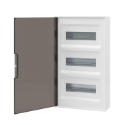 Щиток настенный Фрейм (FRAME) 36мод. IP41 с тонированной дверцей с шинами PEN 2шт 8 отверст. + 2шт 10 отверст. бел. DKC F36W1WD