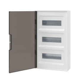 Щиток настенный Фрейм (FRAME) 36мод. IP41 с тонированной дверцей с шинами PEN 2шт 8 отверст. + 2шт 10 отверст. бел. DKC F36W1WD