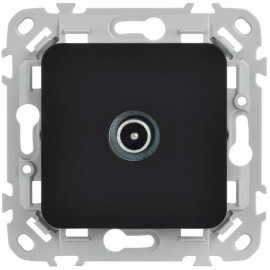 Розетка телевизионная проходная СП FLITE РТВм-1-1-2-ФлЧ тип M экранир. механизм черн. IEK FI-A13-P-K02