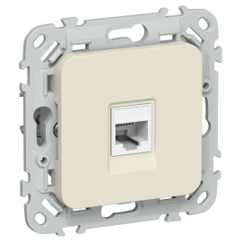 Розетка компьютерная СП FLITE РК5е-1-0-ФлСл RJ45 кат.5E UTP механизм сливочный IEK FI-K12-1-K86