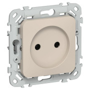 Розетка СП FLITE РС01-1-ФлЛ 10А без заземл. без защ. шторок безвинтовое крепление механизм льняной IEK FI-R10-10-1-K88