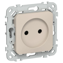Розетка СП FLITE РС01-1-ФлЛ 10А без заземл. без защ. шторок безвинтовое крепление механизм льняной IEK FI-R10-10-1-K88