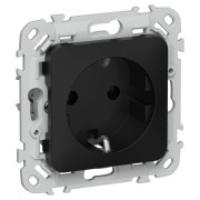Розетка СП FLITE РС11-1-ФлЧ 16А с заземл. без защ. шторок безвинтовое крепление механизм черн. IEK FI-R11-16-1-K02