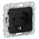Розетка СП FLITE РС11-1-ФлЧ 16А с заземл. без защ. шторок безвинтовое крепление механизм черн. IEK FI-R11-16-1-K02