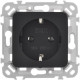 Розетка СП FLITE РС11-1-ФлЧ 16А с заземл. без защ. шторок безвинтовое крепление механизм черн. IEK FI-R11-16-1-K02