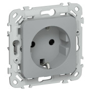 Розетка СП FLITE РС11-1-ФлС 16А с заземл. без защ. шторок безвинтовое крепление механизм сер. IEK FI-R11-16-1-K03