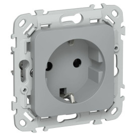 Розетка СП FLITE РС11-1-ФлС 16А с заземл. без защ. шторок безвинтовое крепление механизм сер. IEK FI-R11-16-1-K03
