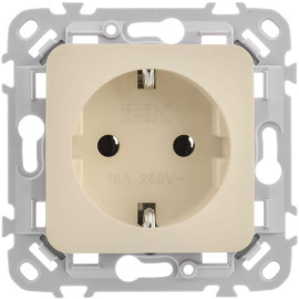 Розетка СП FLITE РС11-1-ФлСл 16А с заземл. без защ. шторок безвинтовое крепление механизм сливочный IEK FI-R11-16-1-K86