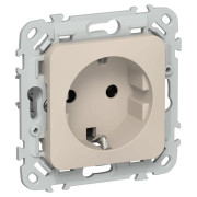 Розетка СП FLITE РС11-1-ФлЛ 16А с заземл. без защ. шторок безвинтовое крепление механизм льняной IEK FI-R11-16-1-K88
