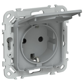 Розетка СП FLITE РСшкр11-1-44-ФлС 16А IP44 с заземл. с защ. шторками и крышкой безвинтовое крепление механизм сер. IEK FI-R16-16-1-44-K03