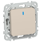 Выключатель проходной 1-кл. СП FLITE ВС61-1-1-ФлЛ 10А с индикацией механизм льняной IEK FI-V12-1-10-1-K88