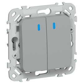 Выключатель 2-кл. СП FLITE ВС12-1-1-ФлС 10А с индикацией механизм сер. IEK FI-V20-1-10-1-K03