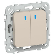 Выключатель 2-кл. СП FLITE ВС12-1-1-ФлЛ 10А с индикацией механизм льняной IEK FI-V20-1-10-1-K88