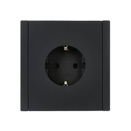 Розетка СП FORTE&PIANO FP115 16А с заземл. защ. шторки винт. крепл. черн. IEK FP-R14-16-K02