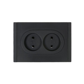 Розетка 2-м СП FORTE&PIANO FP126 10А без заземл. без защ. шторок безвинт. крепл. черн. IEK FP-R20-10-1-K02