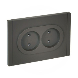 Розетка 2-м СП FORTE&PIANO FP326 10А без заземл. без защ. шторок безвинт. крепл. сер. IEK FP-R20-10-1-K03