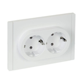 Розетка 2-м СП FORTE&PIANO FP224 16А с заземл. без защ. шторок безвинт. крепл. бел. IEK FP-R21-16-1-K01