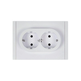 Розетка 2-м СП FORTE&PIANO FP224 16А с заземл. без защ. шторок безвинт. крепл. бел. IEK FP-R21-16-1-K01
