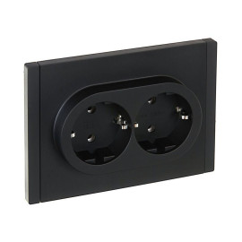 Розетка 2-м СП FORTE&PIANO FP124 16А с заземл. без защ. шторок безвинт. крепл. черн. IEK FP-R21-16-1-K02