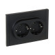 Розетка 2-м СП FORTE&PIANO FP124 16А с заземл. без защ. шторок безвинт. крепл. черн. IEK FP-R21-16-1-K02