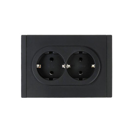Розетка 2-м СП FORTE&PIANO FP124 16А с заземл. без защ. шторок безвинт. крепл. черн. IEK FP-R21-16-1-K02