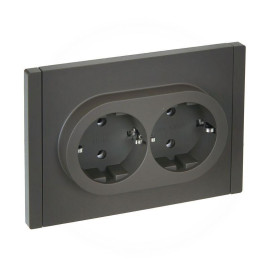 Розетка 2-м СП FORTE&PIANO FP324 16А с заземл. без защ. шторок безвинт. крепл. сер. IEK FP-R21-16-1-K03