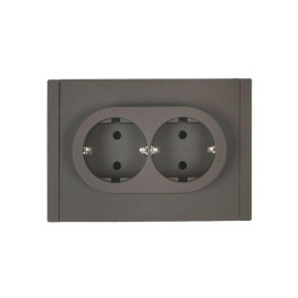 Розетка 2-м СП FORTE&PIANO FP324 16А с заземл. без защ. шторок безвинт. крепл. сер. IEK FP-R21-16-1-K03