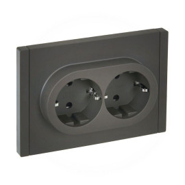 Розетка 2-м СП FORTE&PIANO FP323 16А с заземл. защ. шторки безвинт. крепл. сер. IEK FP-R24-16-1-K03