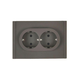 Розетка 2-м СП FORTE&PIANO FP323 16А с заземл. защ. шторки безвинт. крепл. сер. IEK FP-R24-16-1-K03