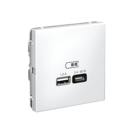Розетка USB ArtGallery тип A+C 45Вт QC PD высокоскор. ЗУ механизм бел. SE GAL000129