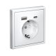Розетка ArtGallery 16А с 2-мя заряд. устройствами USB A+C 5В/2.4А/3А 2х5В/1.5А механизм бел. SE GAL000132
