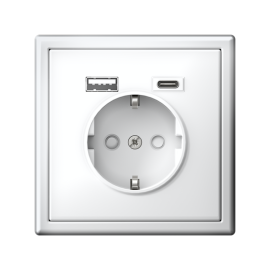 Розетка ArtGallery 16А с 2-мя заряд. устройствами USB A+C 5В/2.4А/3А 2х5В/1.5А механизм бел. SE GAL000132