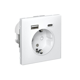 Розетка ArtGallery 16А с 2-мя заряд. устройствами USB A+C 5В/2.4А/3А 2х5В/1.5А механизм бел. SE GAL000132