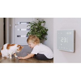 Термостат программируемый ArtGallery 16А с Wi-Fi для электрич. теплого пола моноблочный бел. SE GAL000138