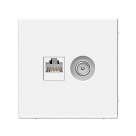 Розетка компьютерная + телевизионная 2-м СП ArtGallery RJ45 кат.5E + TV механизм бел. SE GAL000189