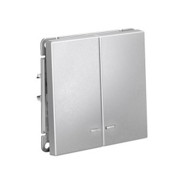 Выключатель 2-кл. ArtGallery (сх. 5а) 10AX с подсветкой механизм алюм. SE GAL000353