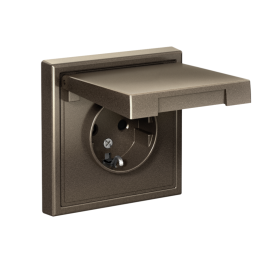 Розетка ArtGallery 16А IP20 с заземл. защ. шторки с крышкой механизм мокко SE GAL000646