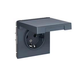 Розетка ArtGallery 16А IP20 с заземл. защ. шторки с крышкой механизм грифель SE GAL000746